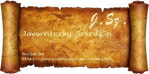 Javorniczky Szirén névjegykártya